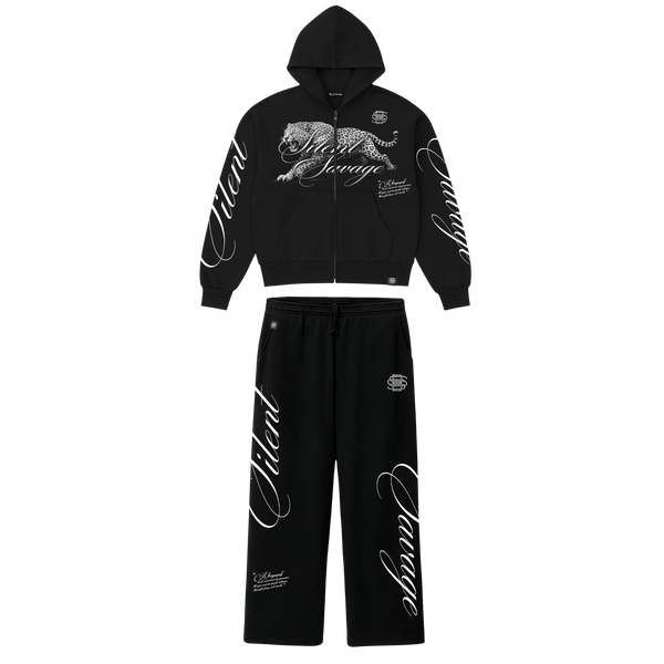 Leopard Midweight Zip Hoodie Set
