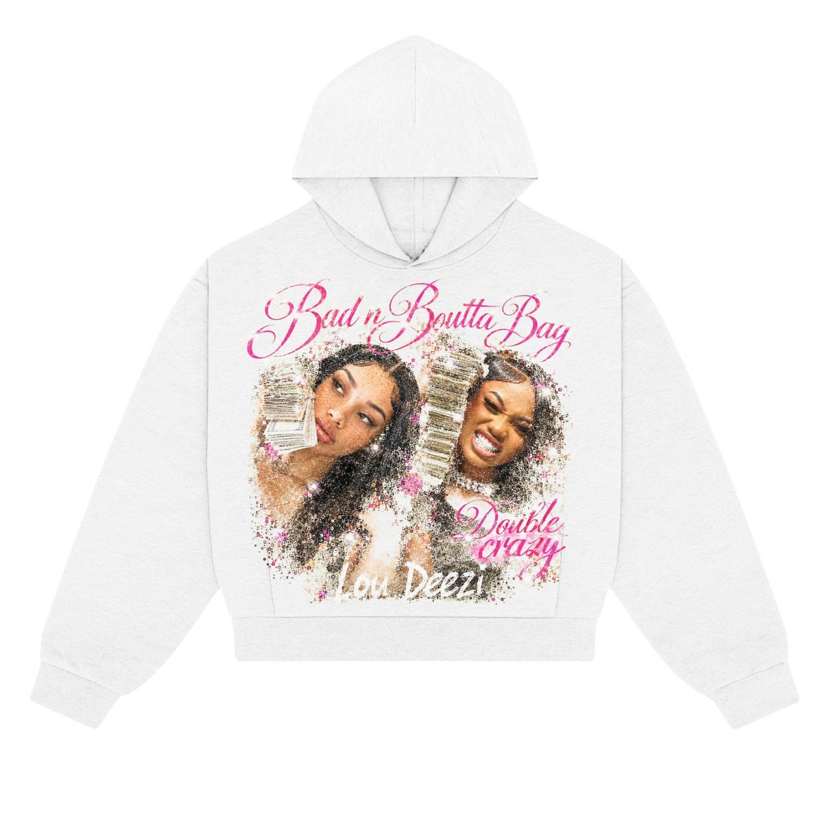 'Bad n Boutta Bag' Photo Collage Crop Hoodie