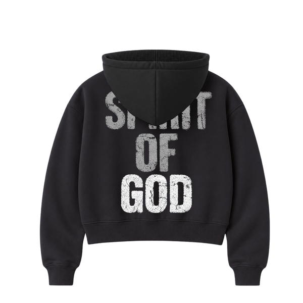 A Dove Cropped Thermal-Lined Zip Hoodie