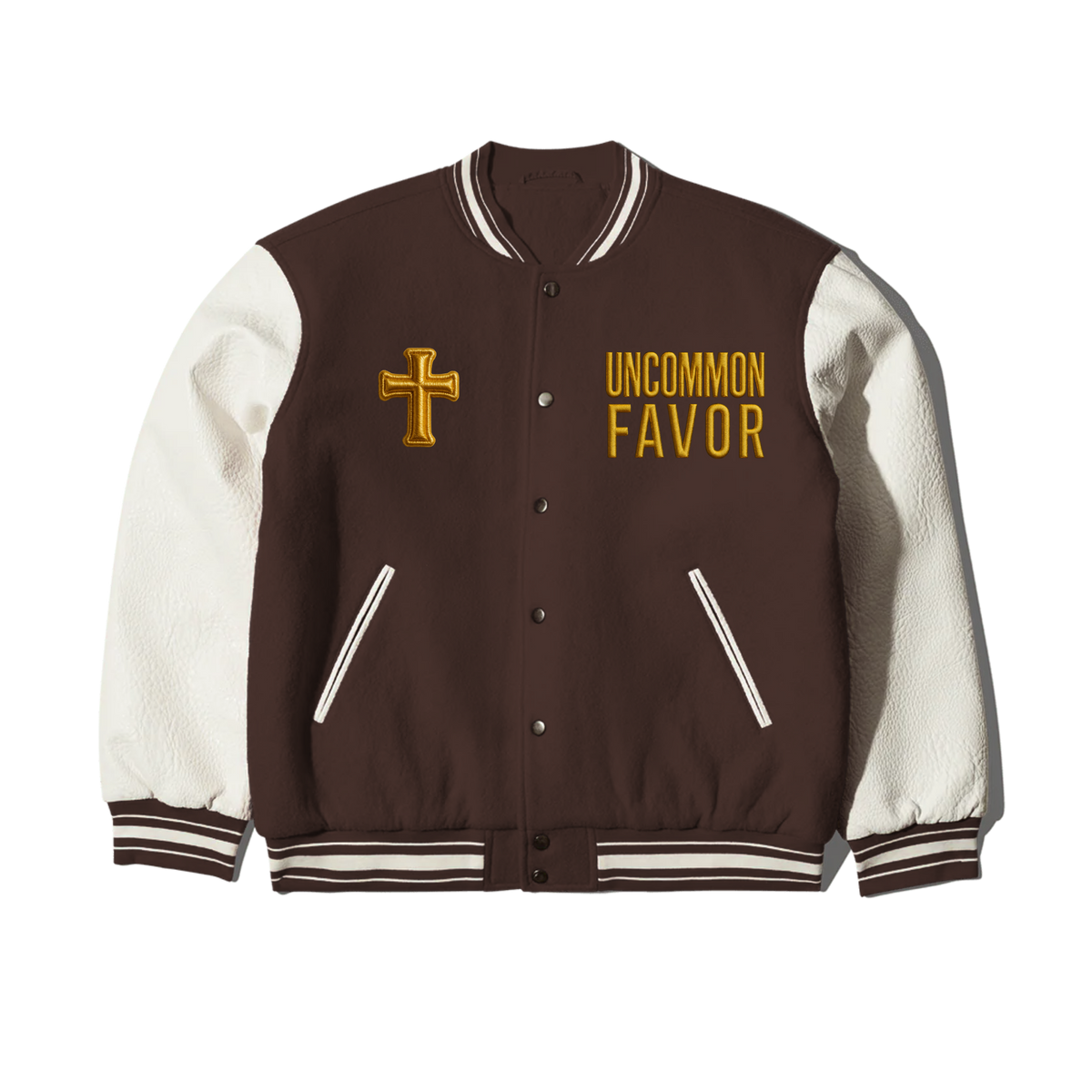 4:16 Uncommon Favor Leather Letterman Jacket