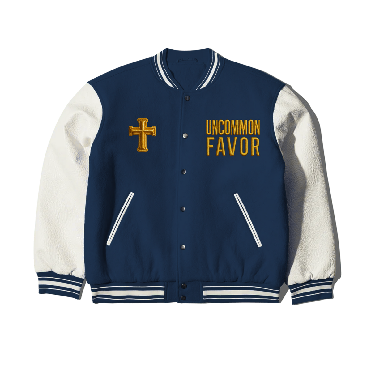4:16 Uncommon Favor Leather Letterman Jacket