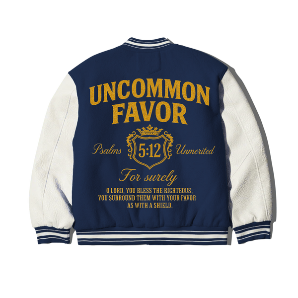 4:16 Uncommon Favor Leather Letterman Jacket