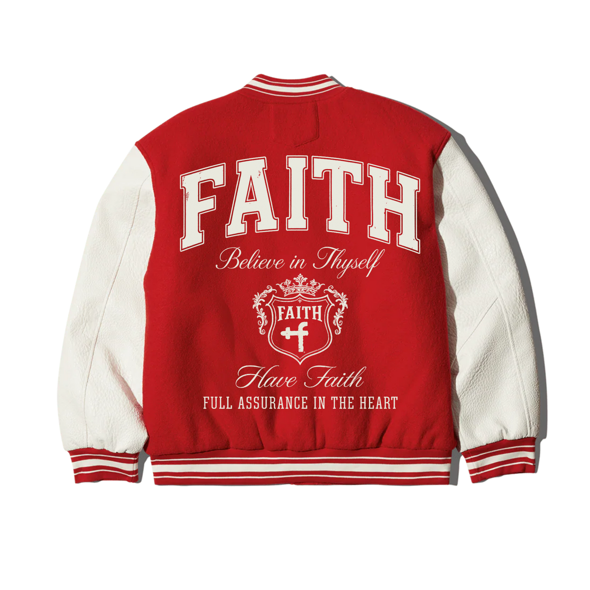 FAITH - PU Leather Varsity Jacket