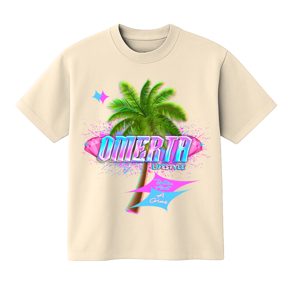 Omerta Lifestyle - Ballin' Ain't A Crime T-Shirt - Tan/Pink