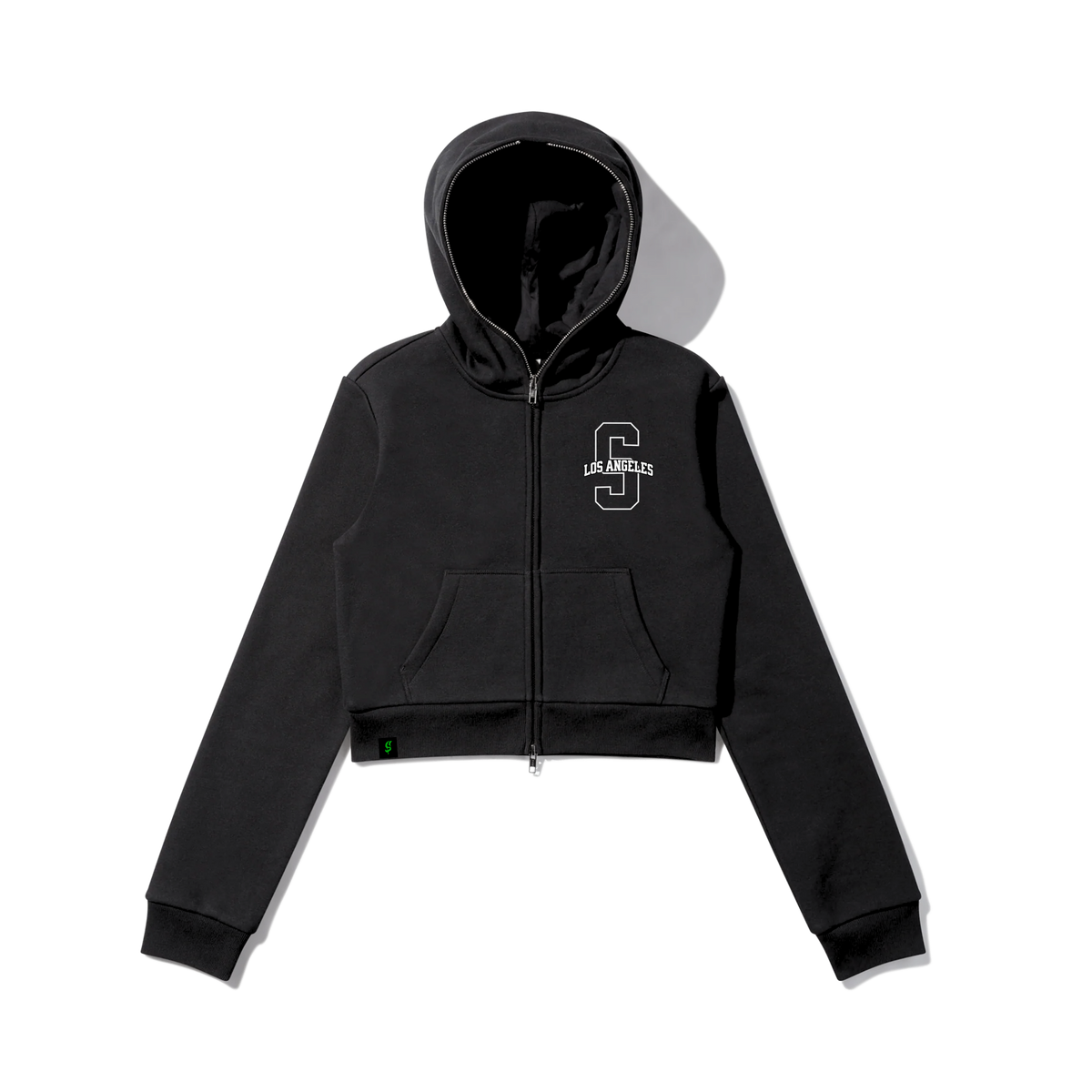 University Full Zip Crop Hoodie