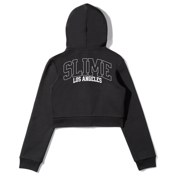 University Full Zip Crop Hoodie