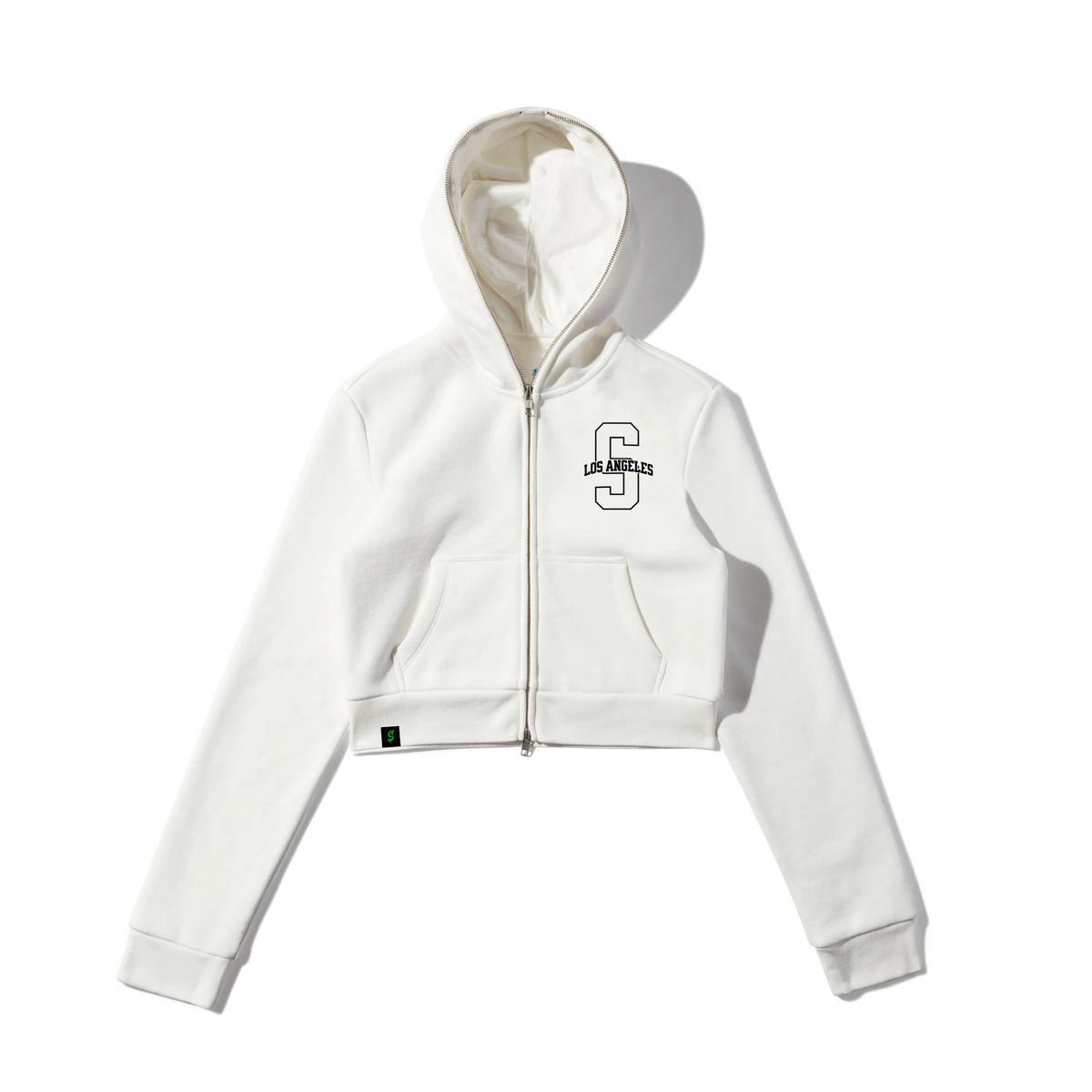 University Full Zip Crop Hoodie