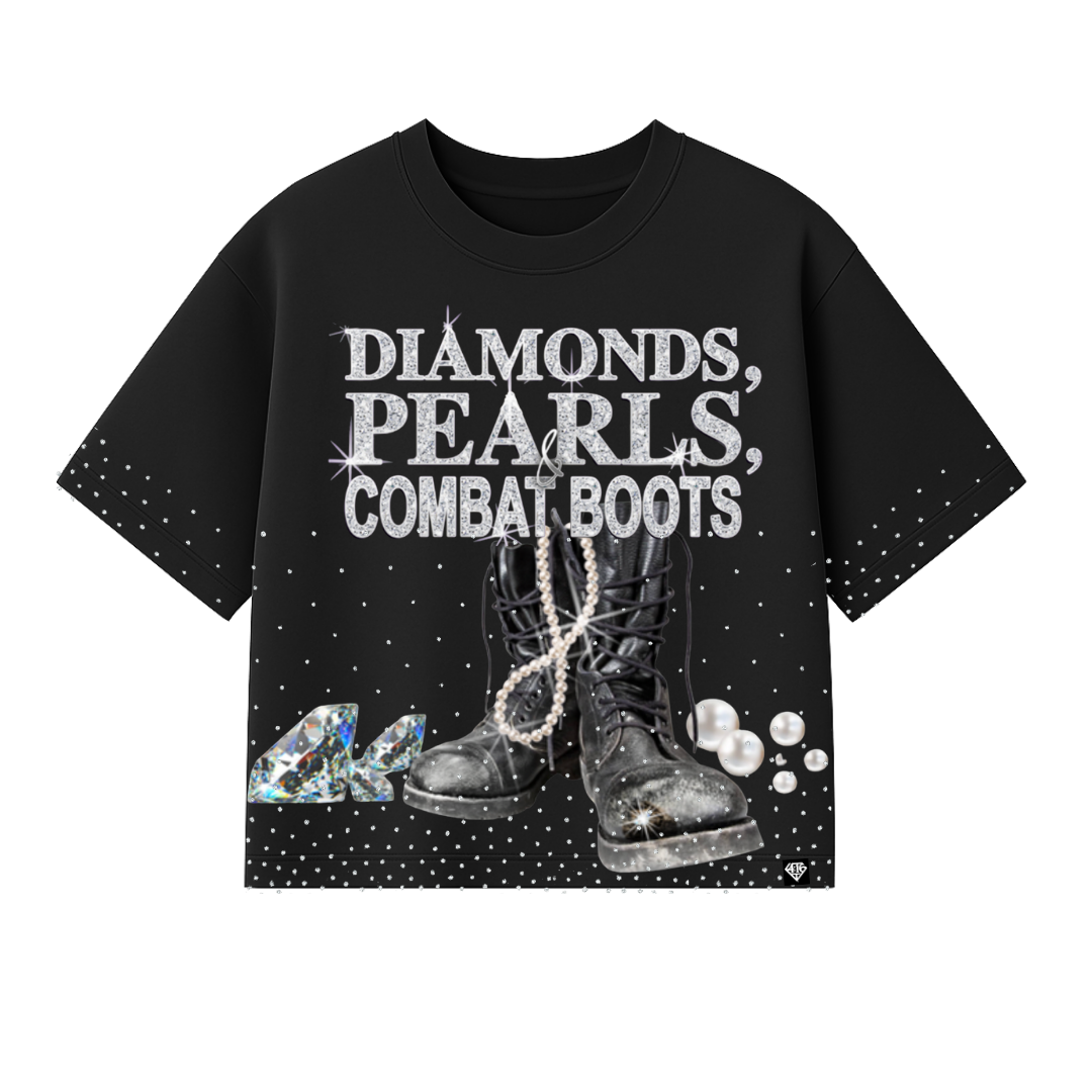 Diamond's, Pearl's & Combat Boots Boxy Crop Tee