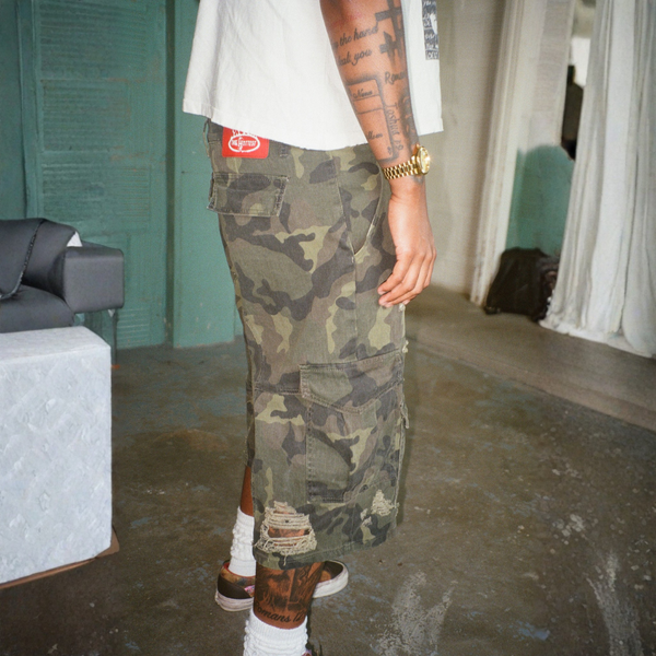 The Hottest Camo Cargo Denim Shorts