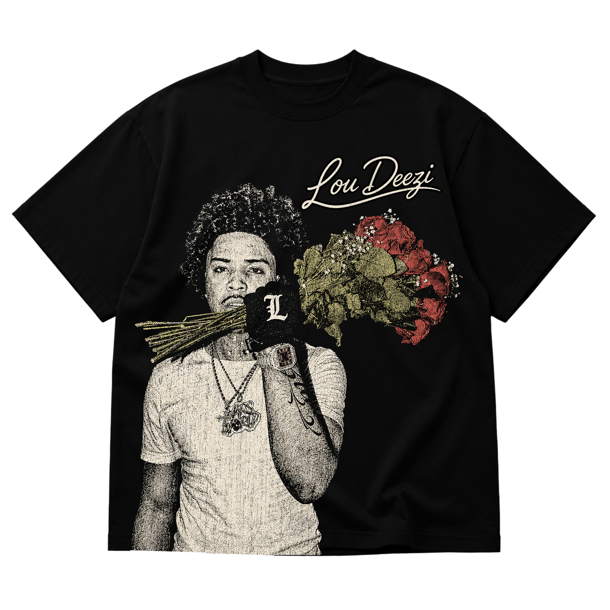 Lou Deezi Rose Bouquet Portrait Tee