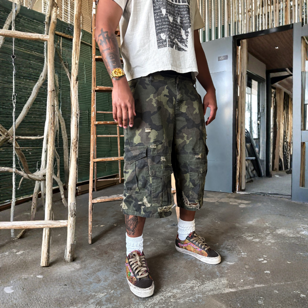 The Hottest Camo Cargo Denim Shorts