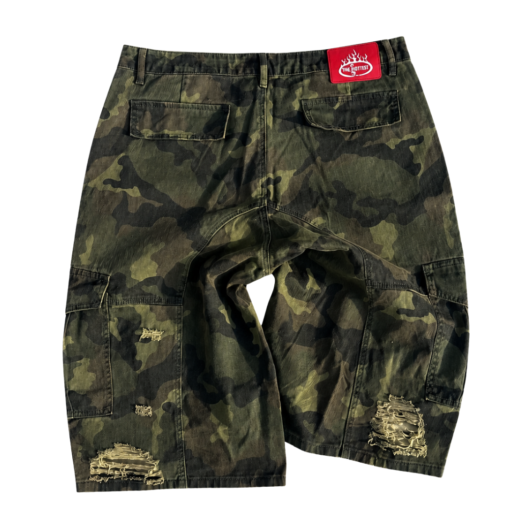The Hottest Camo Cargo Denim Shorts