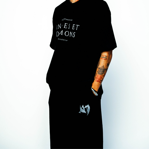 Angels And Demons Straight Leg Sweats - Black