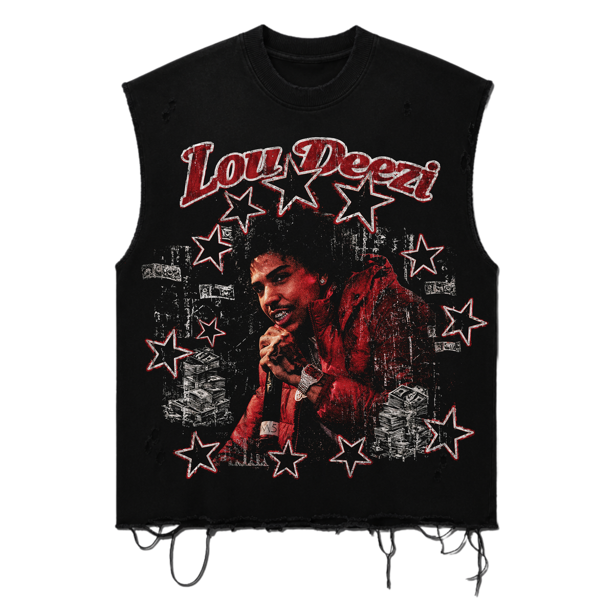Lou Deezi Stars Portrait Distressed Tee