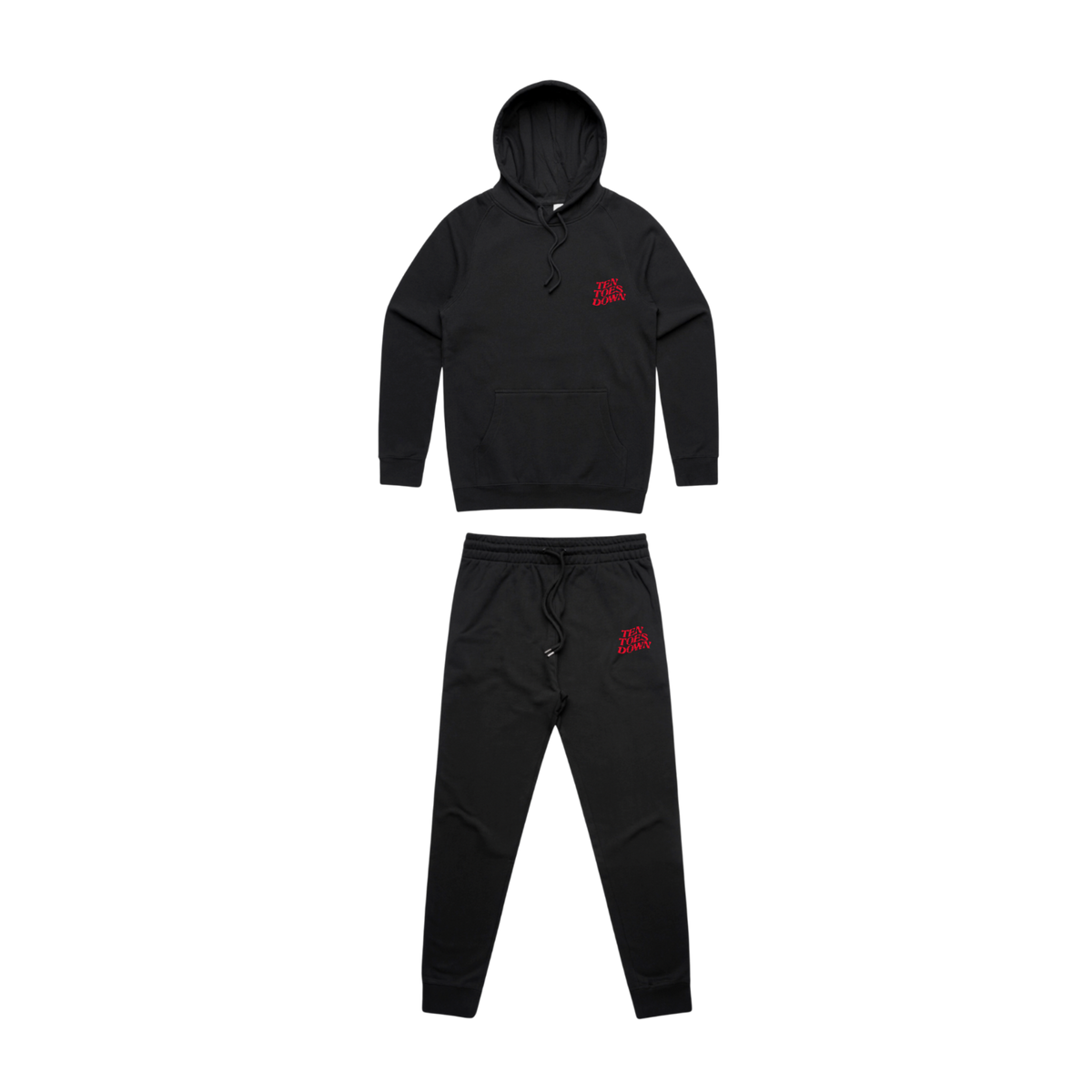 Classic Red Splatter Logo Hoodie + Jogger Set
