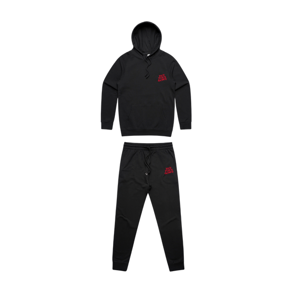 Classic Red Splatter Logo Hoodie + Jogger Set