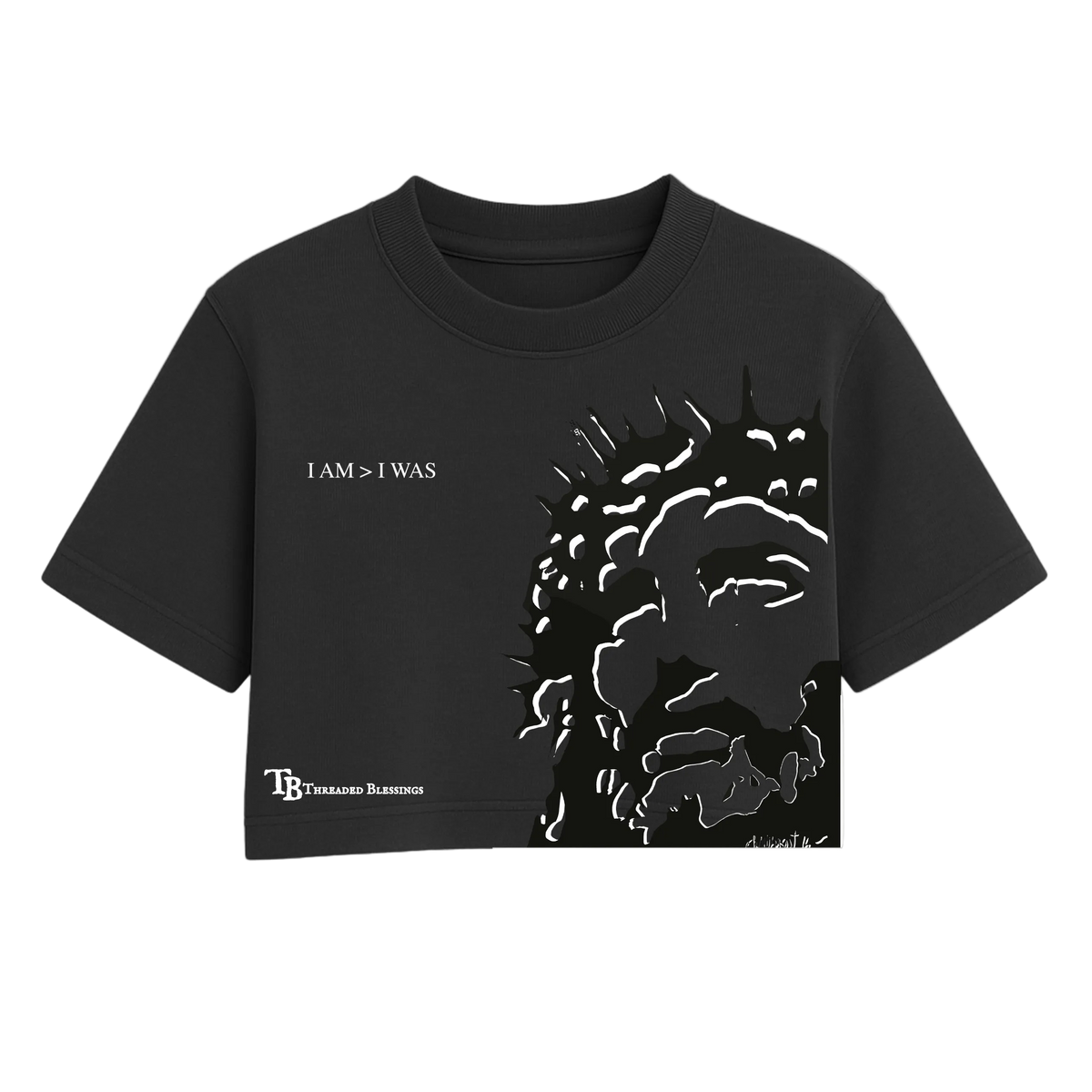 Threaded Blessings - I AM > I WAS Crop Tee