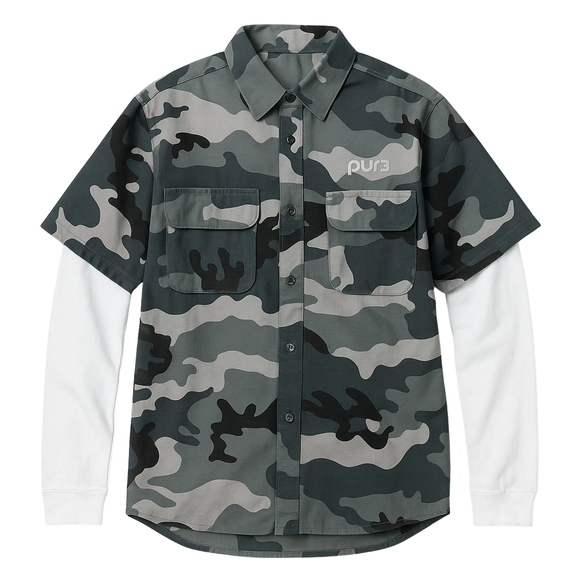 Snow Camo Longsleeve Button Up