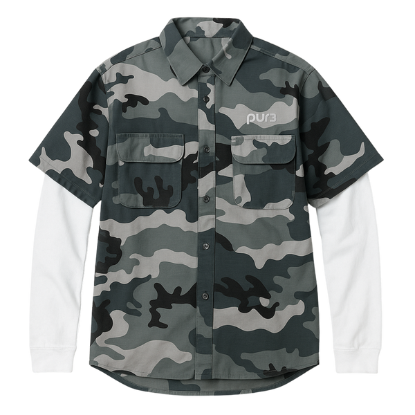 Snow Camo Longsleeve Button Up
