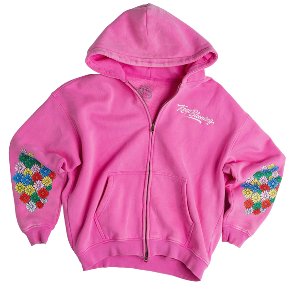 Keep Blooming Plush Zip Hoodie
