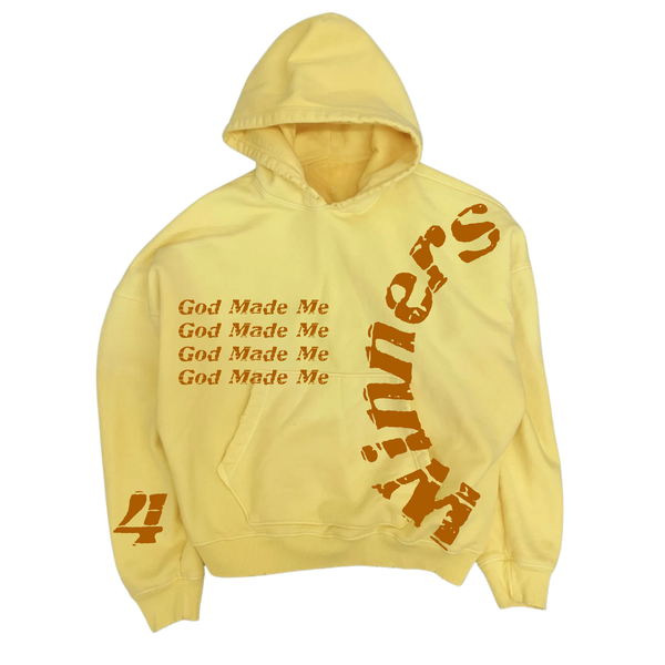 God Made Me A Winner Aged Yellow Crop Hoodie