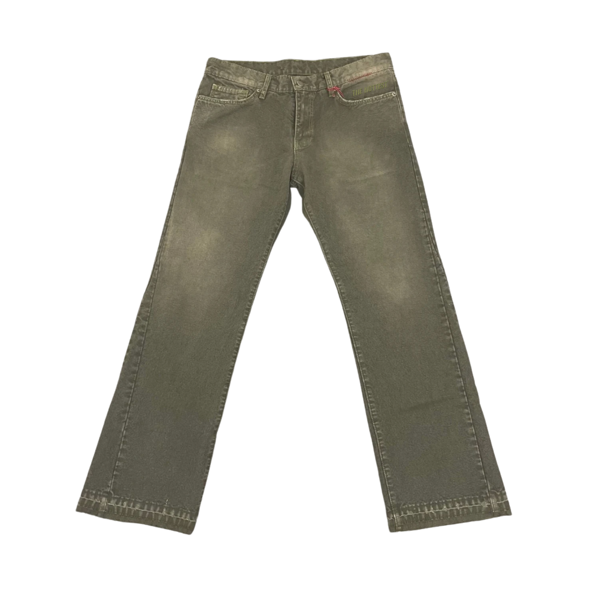 The Hottest Aged Olive Green Denim Pants