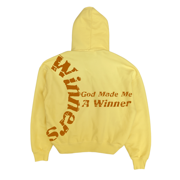 God Made Me A Winner Aged Yellow Crop Hoodie