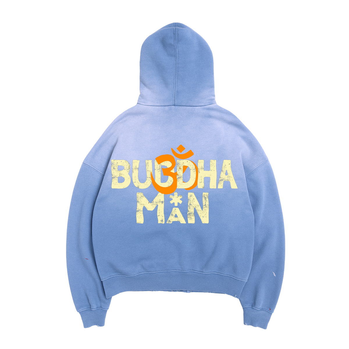 Buddha Man Aged Oversize Zip Up Hoodie