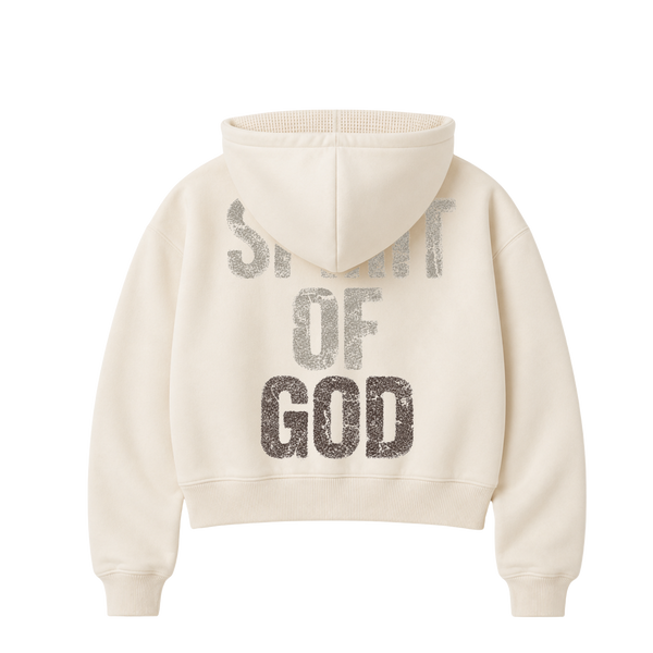 A Dove Cropped Thermal-Lined Zip Hoodie
