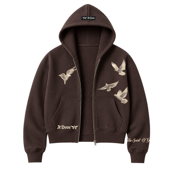 A Dove Cropped Thermal-Lined Zip Hoodie