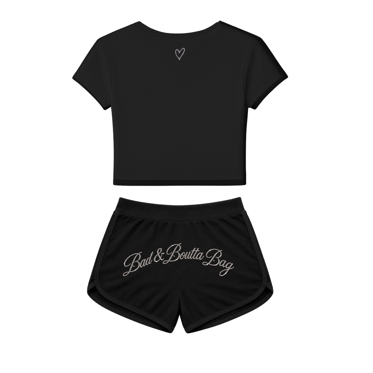 'Bad n Boutta Bag' Script Baby Tee & Booty Shorts Set