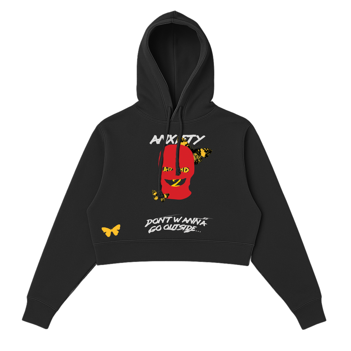 Women's Red Mask Crop Hoodie