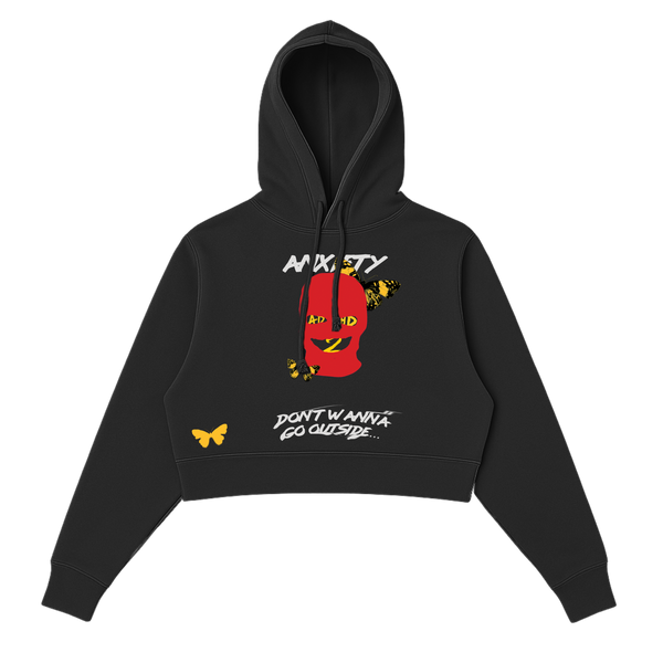 Women's Red Mask Crop Hoodie