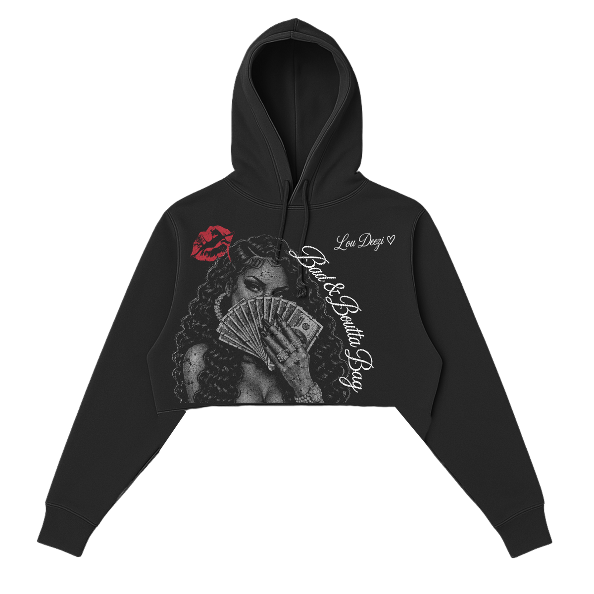 'Bad n Boutta Bag'  Money Portrait Crop Hoodie