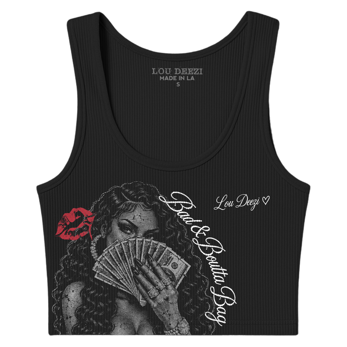 'Bad n Boutta Bag' Money Portrait Ribbed Tank
