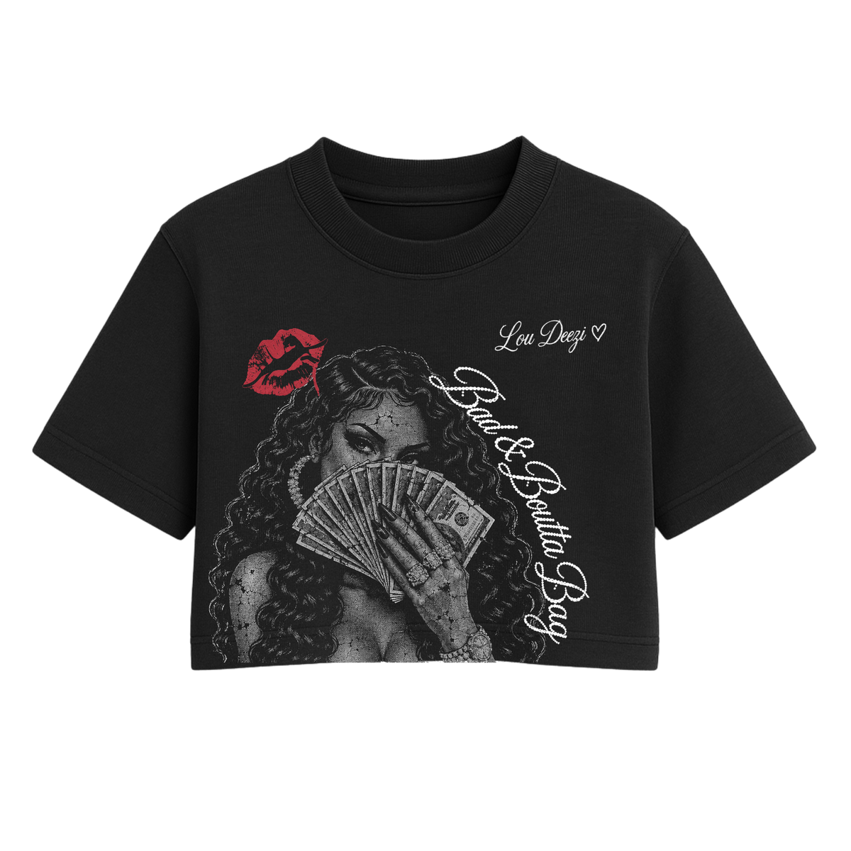 'Bad n Boutta Bag' Money Portrait Baby Tee