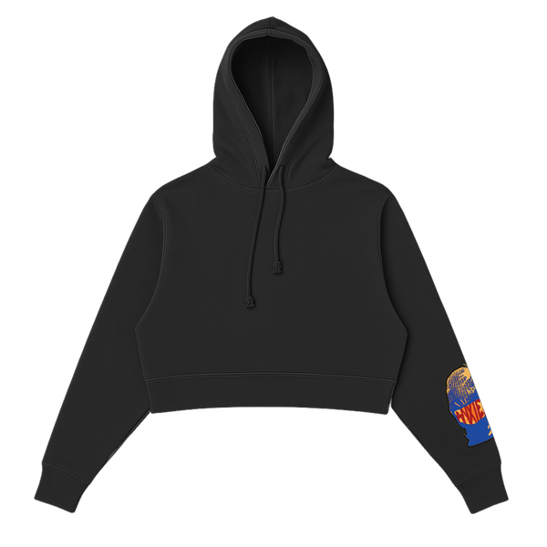Women's Blue Mask Crop Hoodie