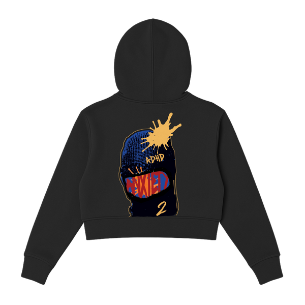 Women's Blue Mask Crop Hoodie