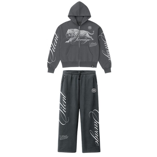 Leopard Midweight Zip Hoodie Set