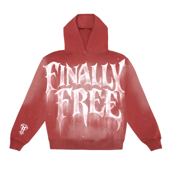 Finally Free Paint Dyed Hoodie - Red