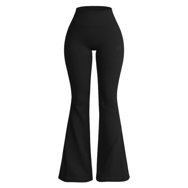 BTR Ribbed High-Waisted Flared Pants