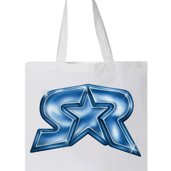 Silver Logo Tote White
