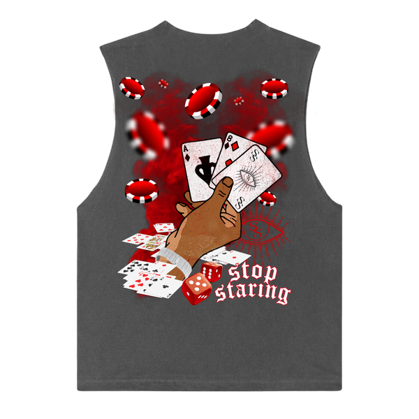 Stop Staring Poker Tee Cut-Off