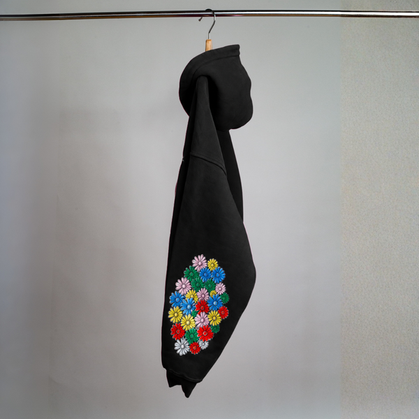 Keep Blooming Plush Zip Hoodie - Black