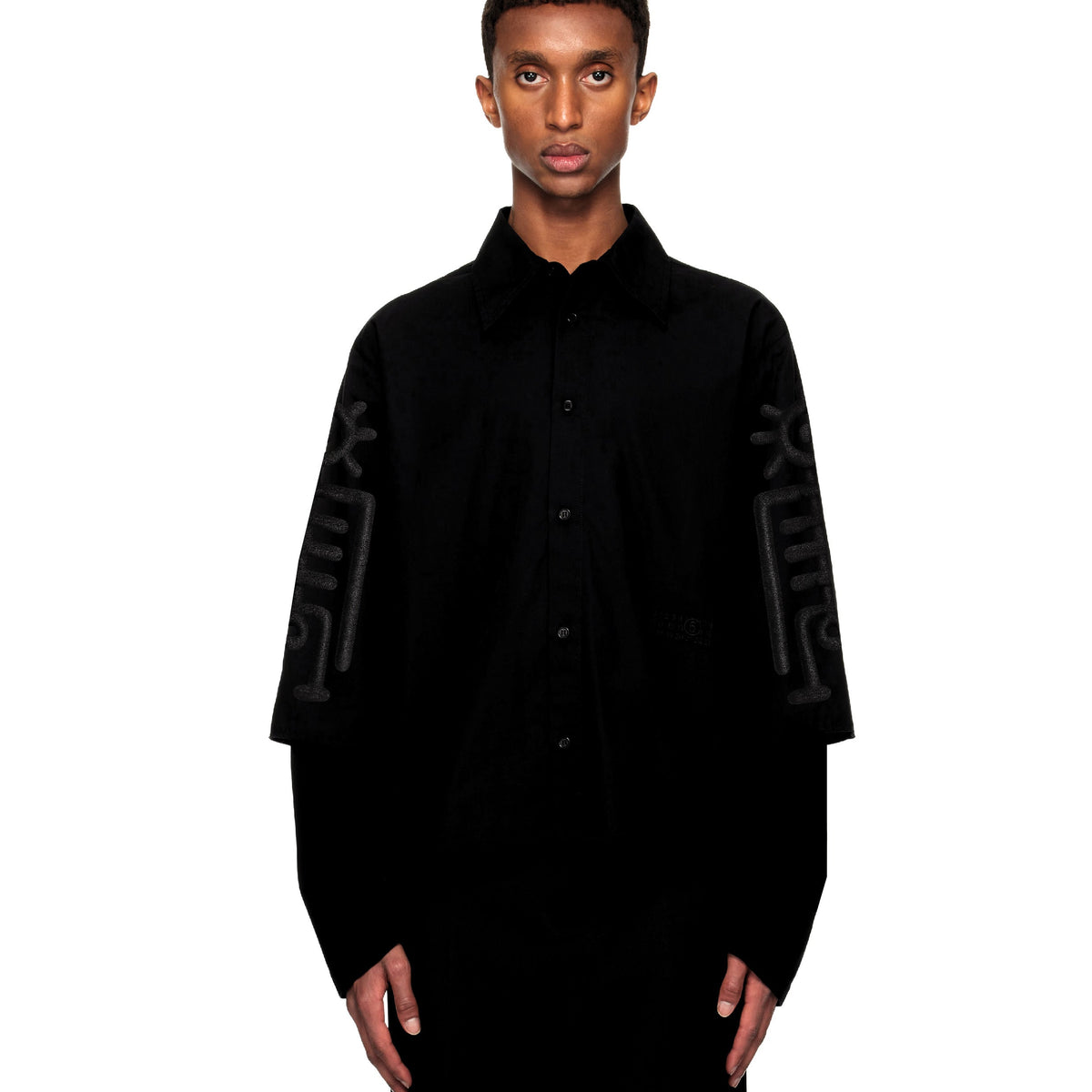 Tribal Short Dress Shirt Black