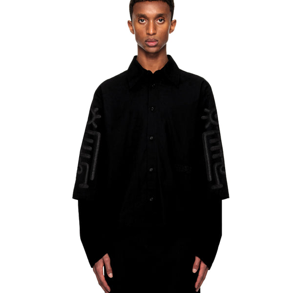 Tribal Short Dress Shirt Black